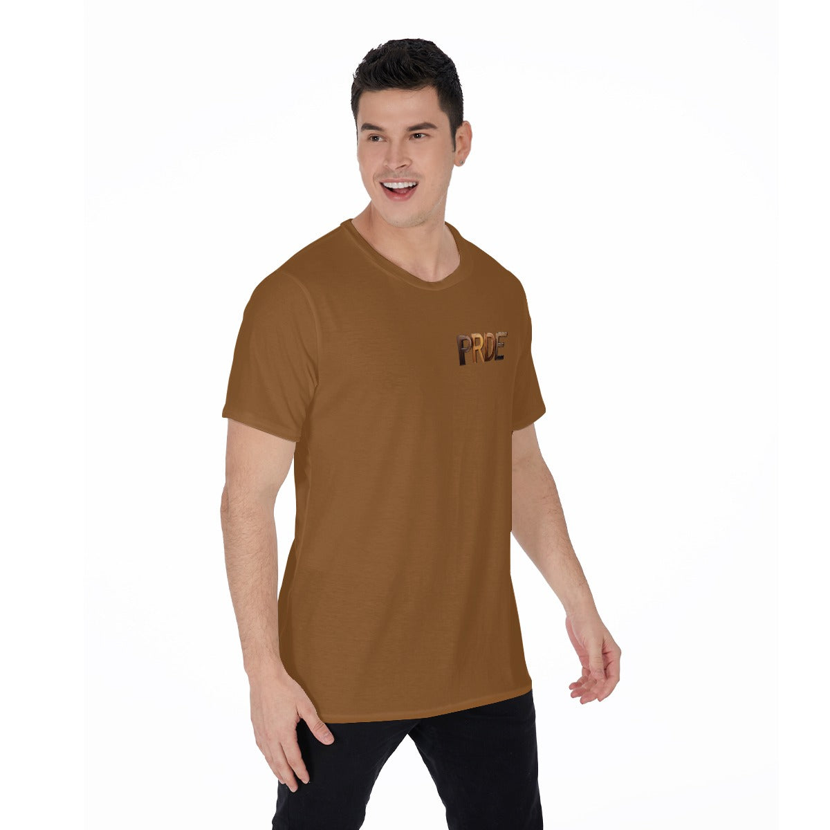 All-Over Print Men's O-Neck T-Shirt-Brown