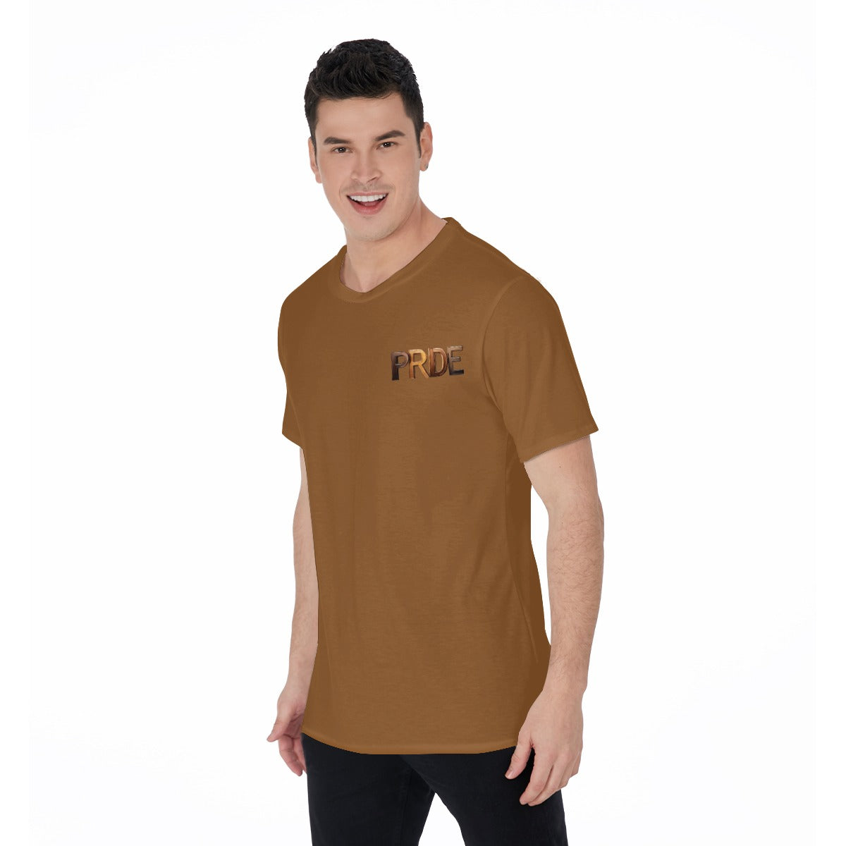 All-Over Print Men's O-Neck T-Shirt-Brown