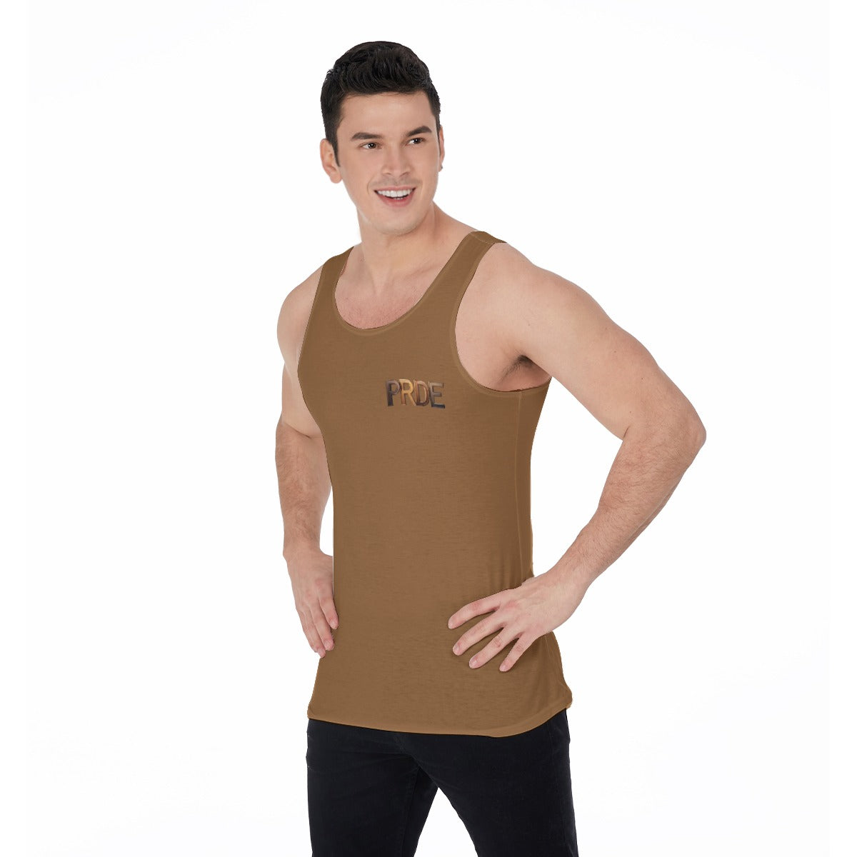 All-Over Print Men's Tank Top-Brown