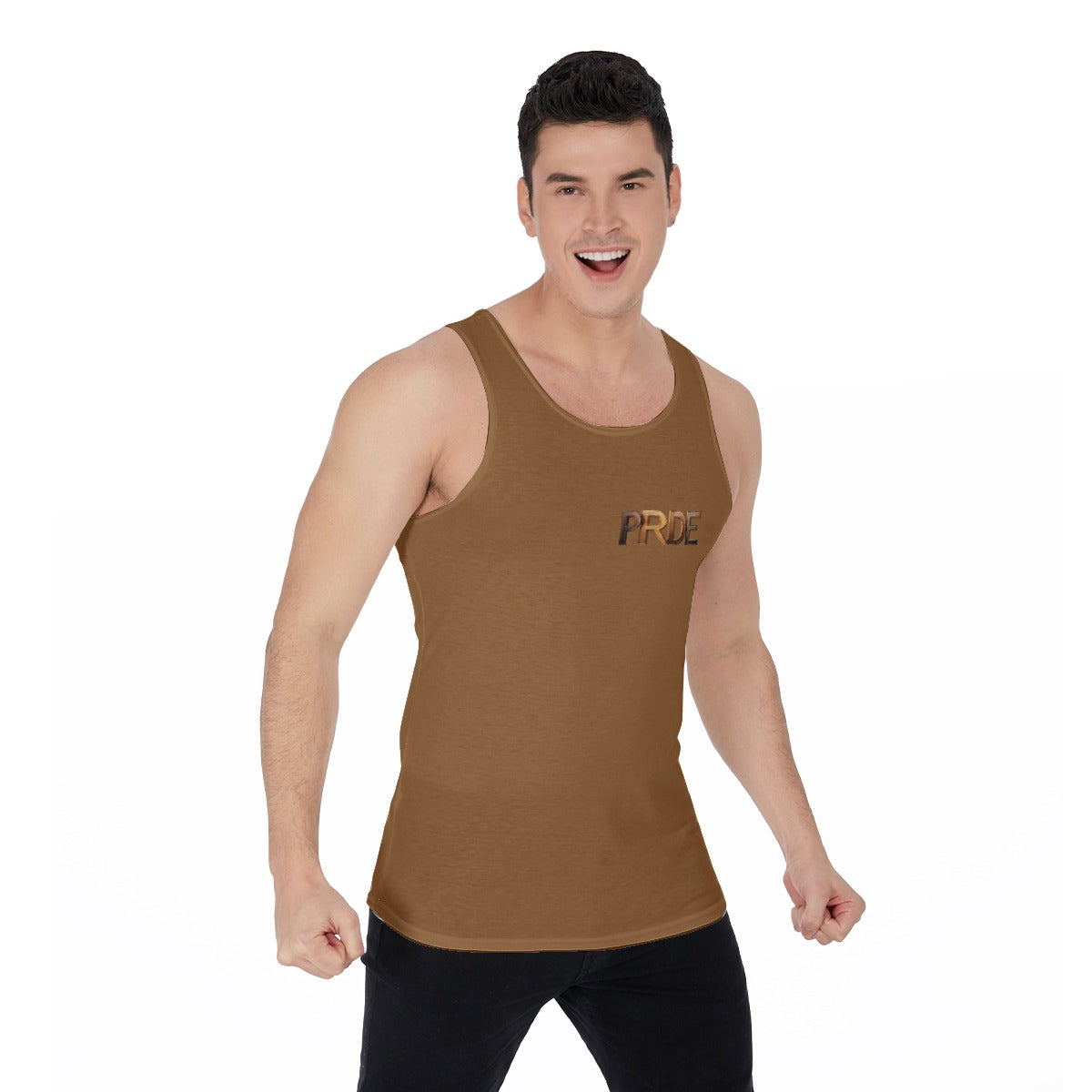 All-Over Print Men's Tank Top-Brown