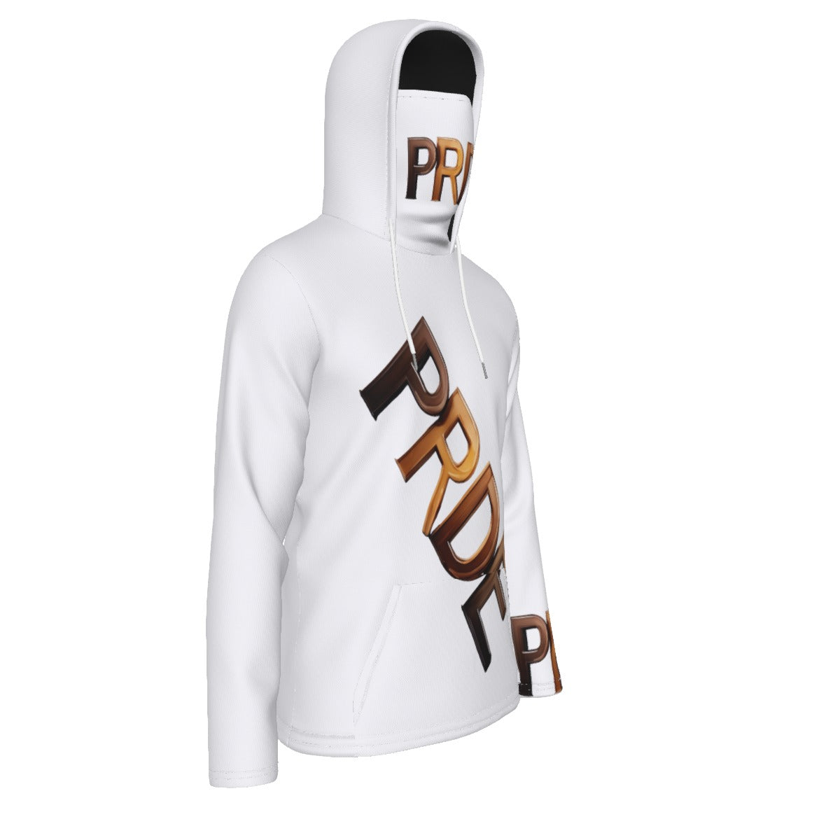 All-Over Print Men's Pullover Hoodie With Mask - White