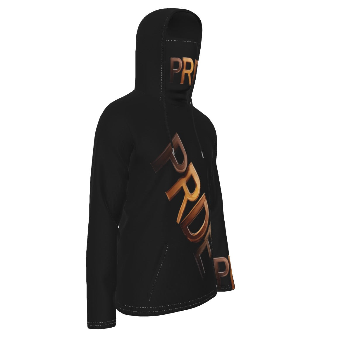 All-Over Print Men's Pullover Hoodie With Mask-Black