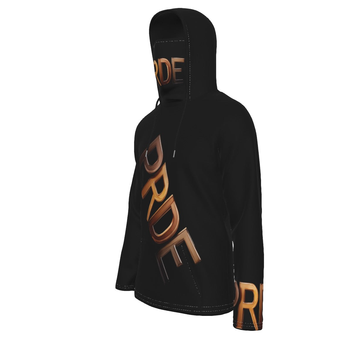 All-Over Print Men's Pullover Hoodie With Mask-Black