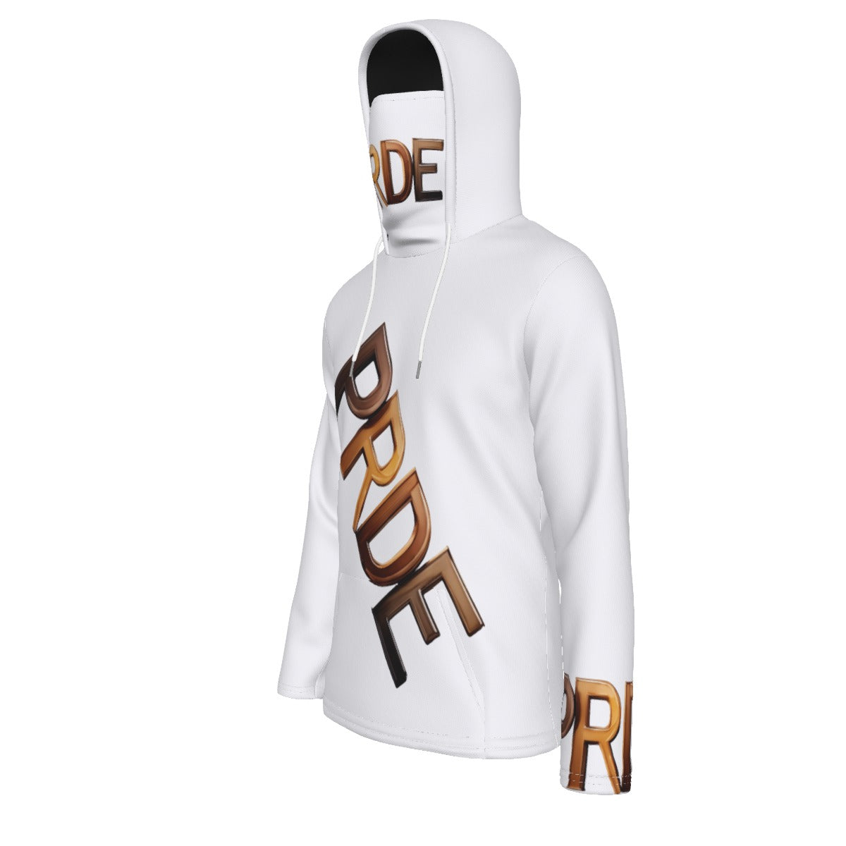 All-Over Print Men's Pullover Hoodie With Mask - White