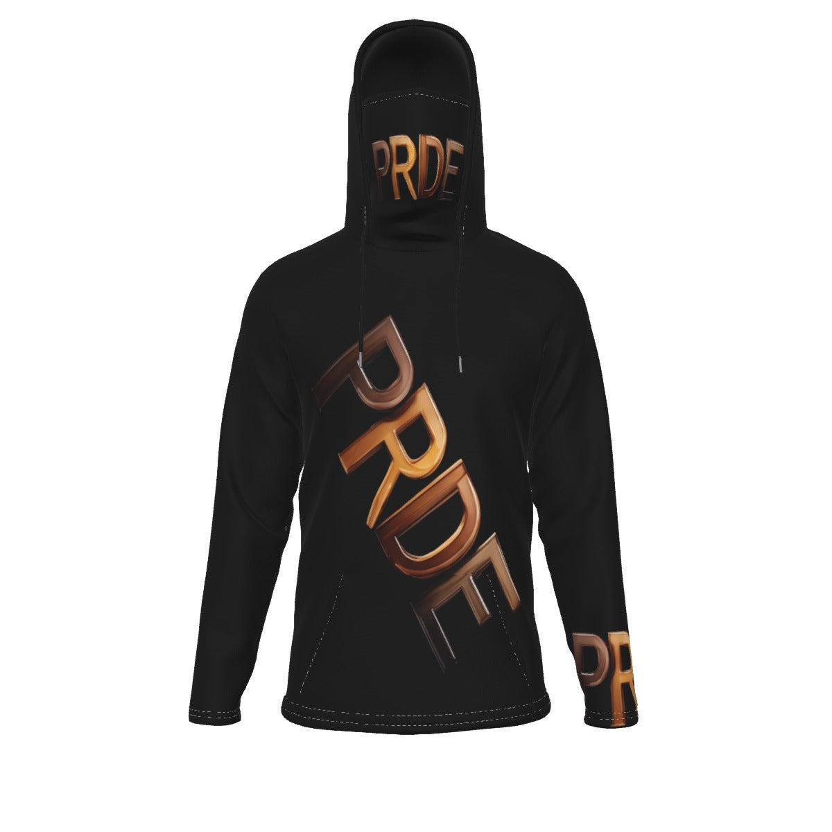 All-Over Print Men's Pullover Hoodie With Mask-Black