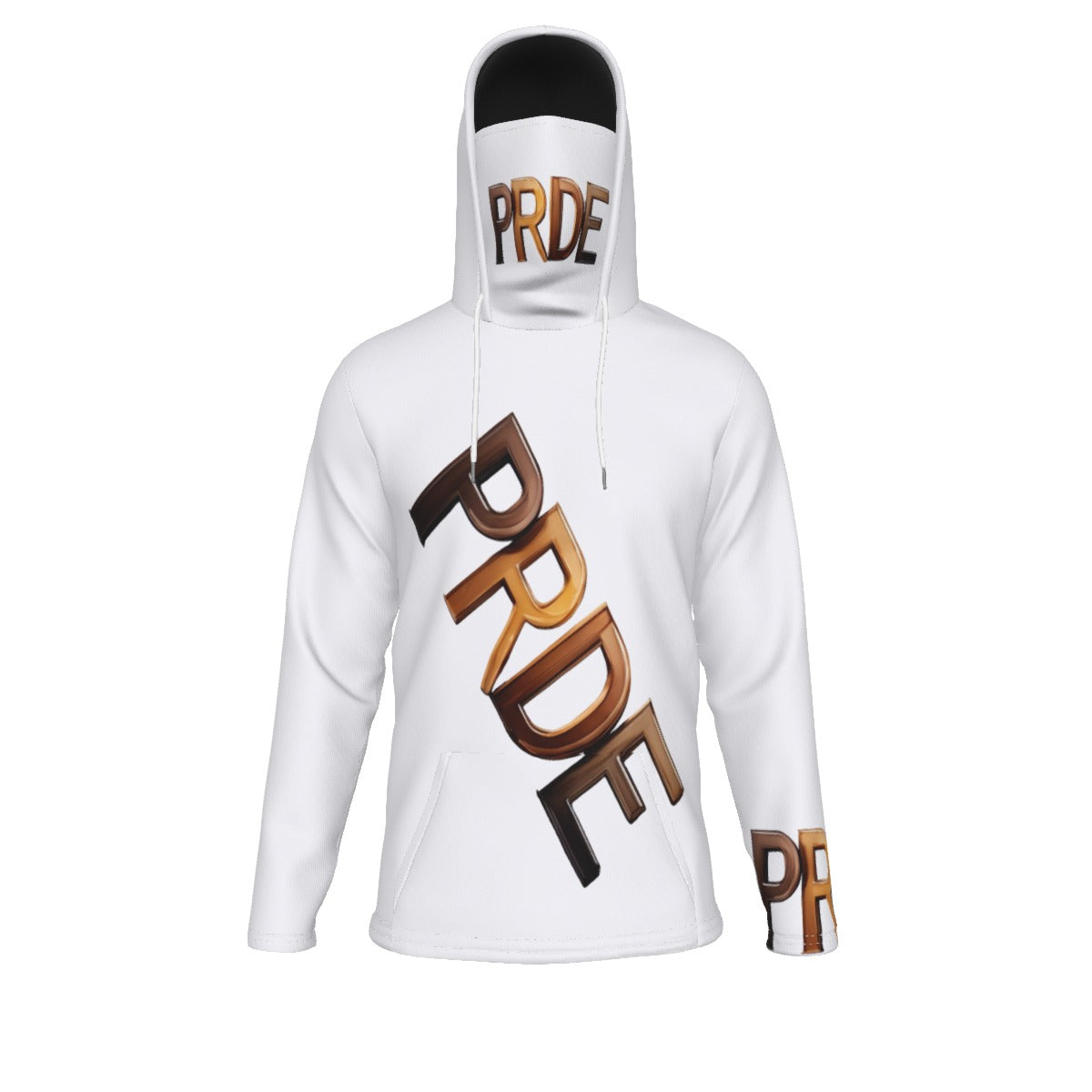 All-Over Print Men's Pullover Hoodie With Mask - White